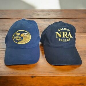 NRA Golden Eagles Embroidered  Adjustable Back Ball Cap Hats Lot Of 2